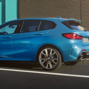 BMW 1 Series Hofmeister kink. Side rear view of the BMW 1 Series with a distinctively shaped Hofmeister kink.