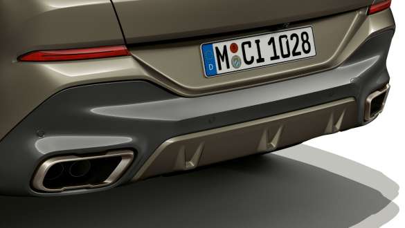 M sport exhaust system of the BMW X6. Close-up of the M sport exhaust system of the BMW X6.