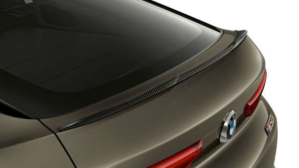 M Carbon rear spoiler. BMW X6 with close-up on M Carbon rear spoiler.