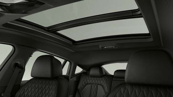 The Panorama glass roof Sky Lounge. Interior with close-up view of the BMW X6 Panorama glass roof Sky Lounge.