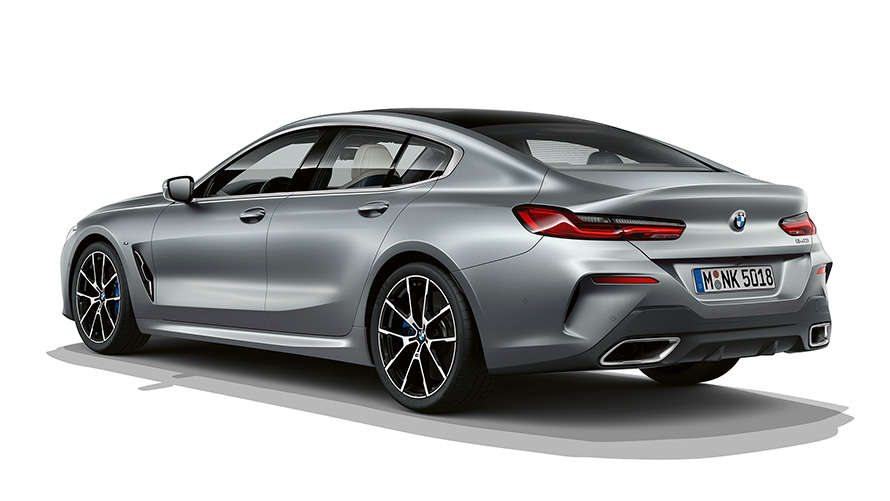 BMW 8 Series Gran Coupé, Frozen Temptation three quarter rear shot