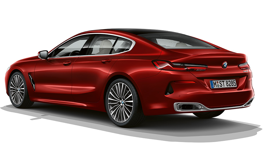 BMW 8 Series Gran Coupé, Impulsive Heat three quarter rear shot