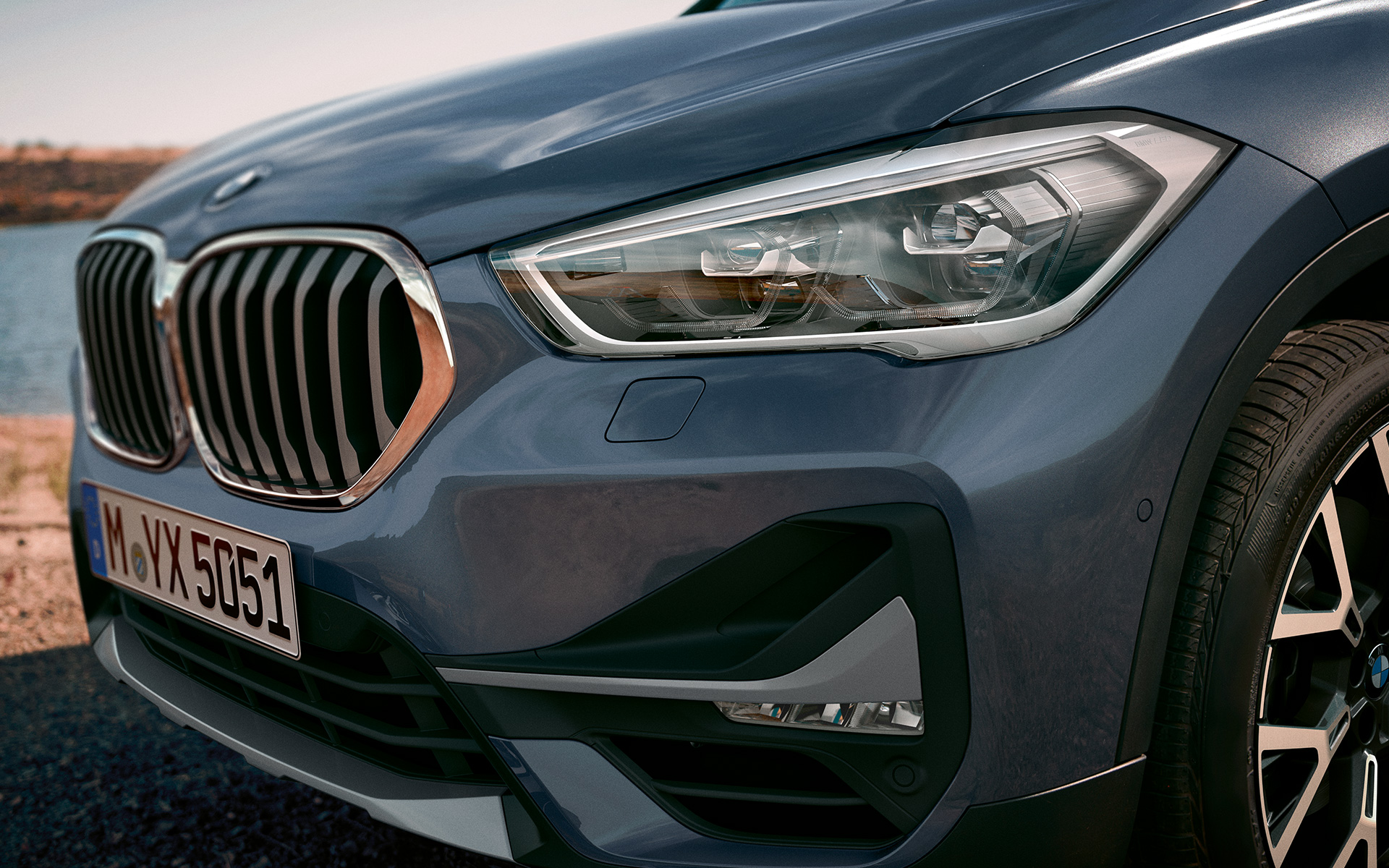 BMW X1 F48 LCI close-up of the adative LED headlights