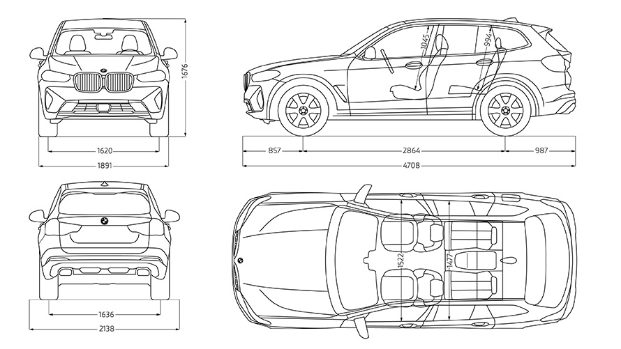 BMW X3 G01 technical data sketch 2021 BMW X3 G01 technical data sketch 2021