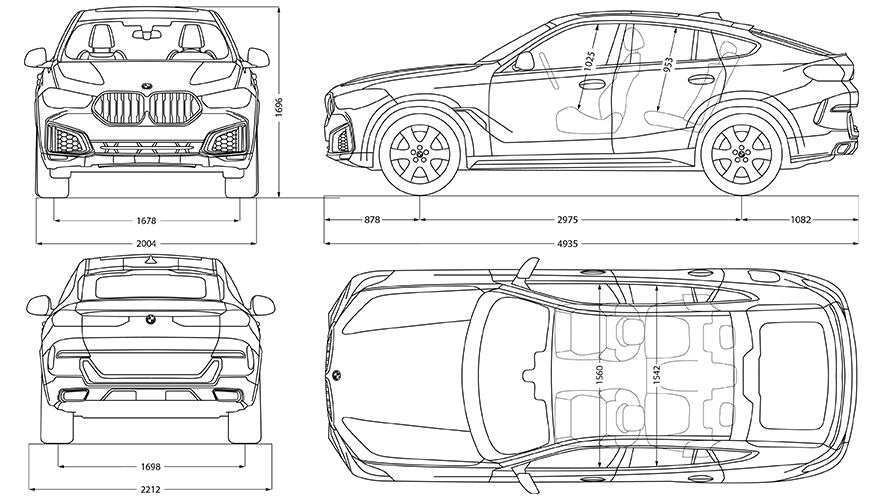 Line drawing BMW X6 dimensions Line drawing BMW X6 dimensions