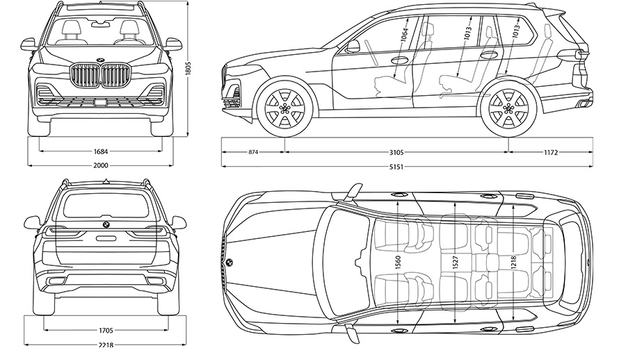 Line drawing BMW X7 dimensions Line drawing BMW X7 dimensions